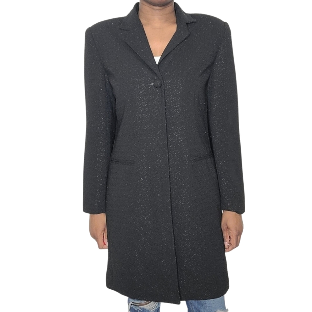 Clio 90s Vintage Metallic Black Dress Coat